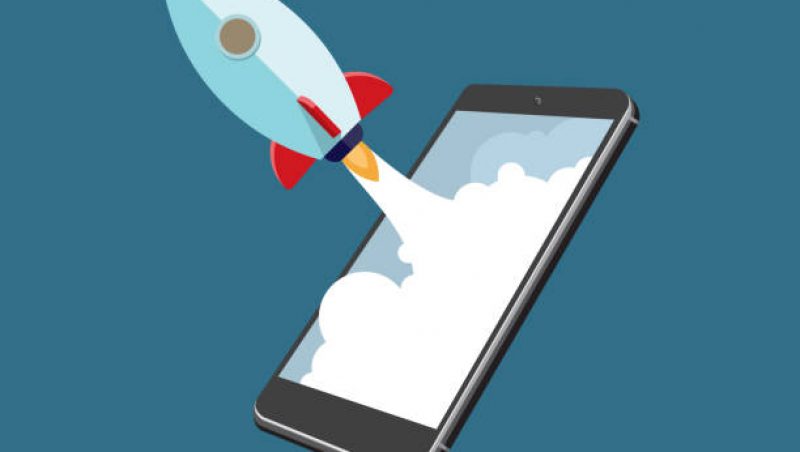 rocket phone speed online marketing graphic