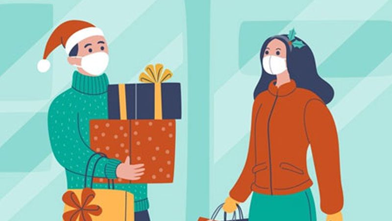 Christmas shopping cartoon