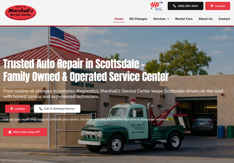 Marshall’s Service Center website